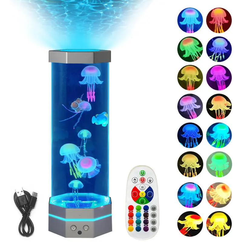 17-Color Jellyfish Lava Lamp – Usb-Powered Bubble Light With Remote Control For Creative Room Ambiance 2
