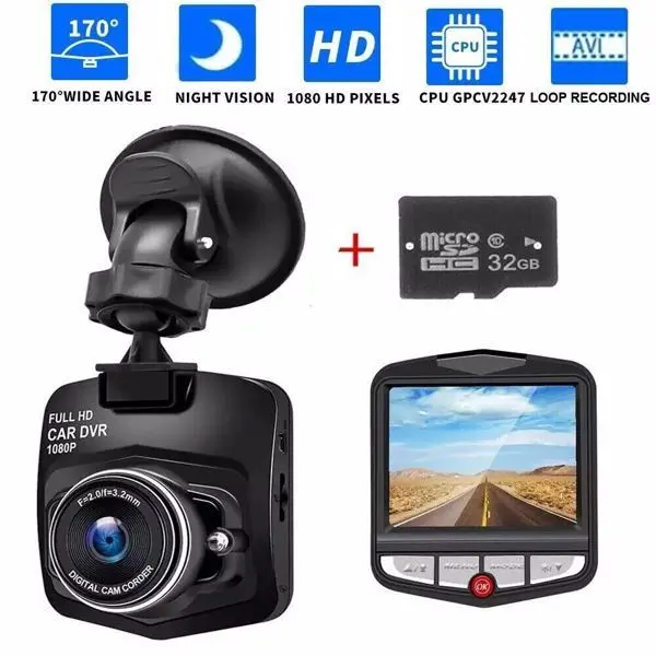 2.4" Dash Cam With 1080P Recording, G-Sensor, And Night Vision For Front/Rear Use 1