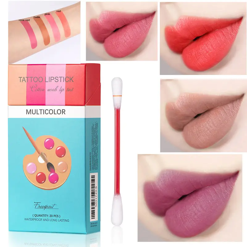 20-Piece Travel Lipstick Set – Portable Cotton Swab Lipsticks In Waterproof Case For Long-Lasting, Smudge-Resistant Color 1