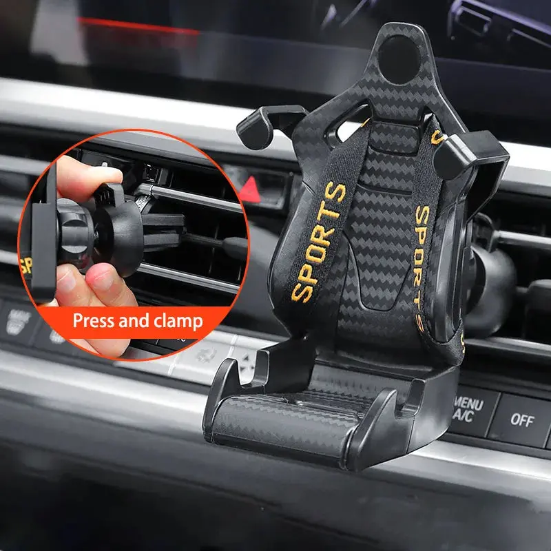 360° Rotating Air-Vent Car Phone Holder – Racing-Style Adjustable Mount For Dash Or Vent 1