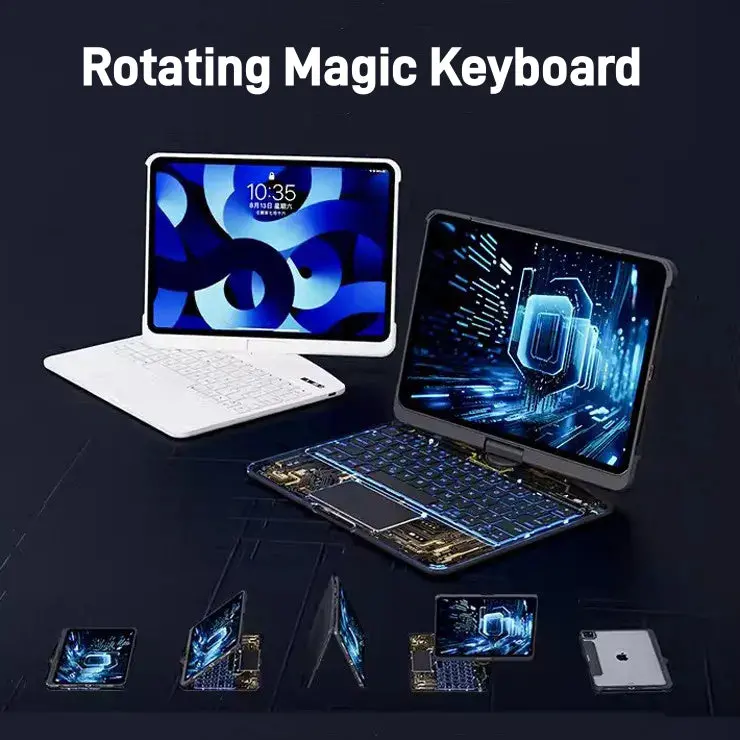360° Swivel Ipad Keyboard Case – Clear Smart Cover With Trackpad & Stylus Slot 1
