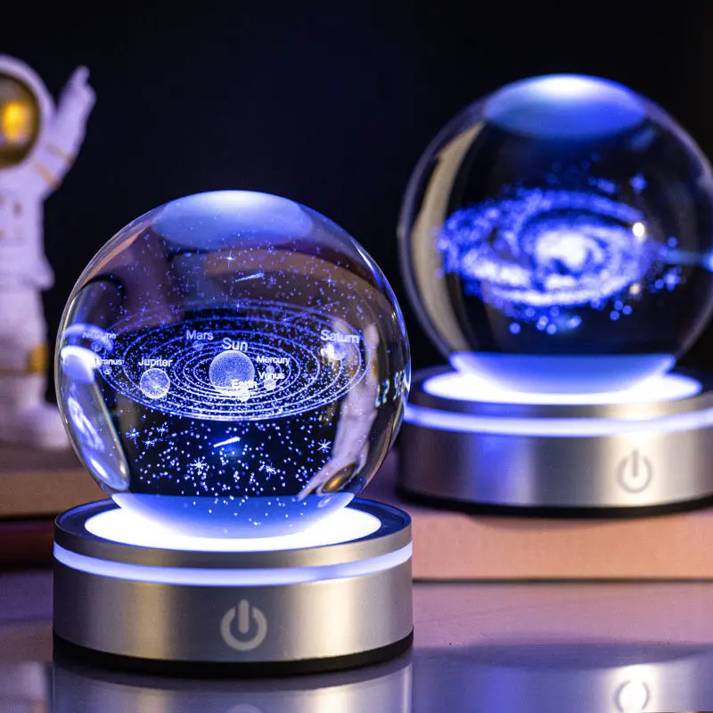 3D Carved Glow-In-The-Dark Crystal Night Light – Gradient Illuminated Decorative Sphere For Bedrooms & Gift Giving 1