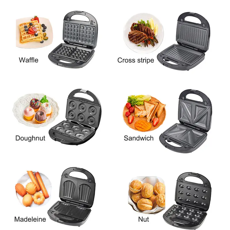 6-In-1 Multi-Cooker Waffle Maker – Eu-Plug Compact Appliance For Waffles, Sandwiches, Doughnuts & More 1