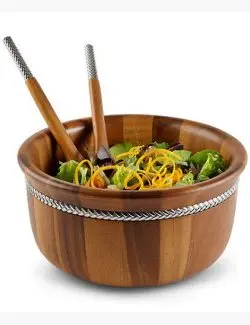 Acacia Wood & Braided Rope Salad Serving Set 1