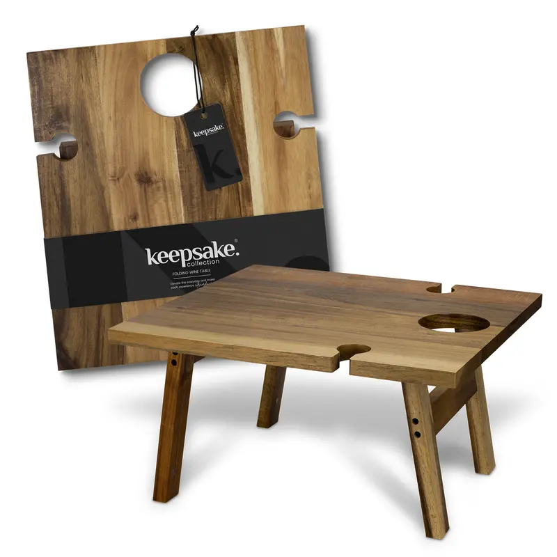 Acacia Wood Wine Serving Table – Natural Grain Bar Top Stand 1