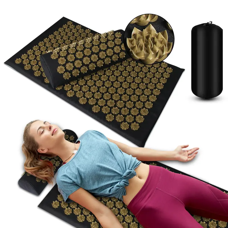 Acupressure Massage Mat Set – Kuznetsov-Style Needle Pad With Pillow For Back, Neck, And Foot Therapy 1