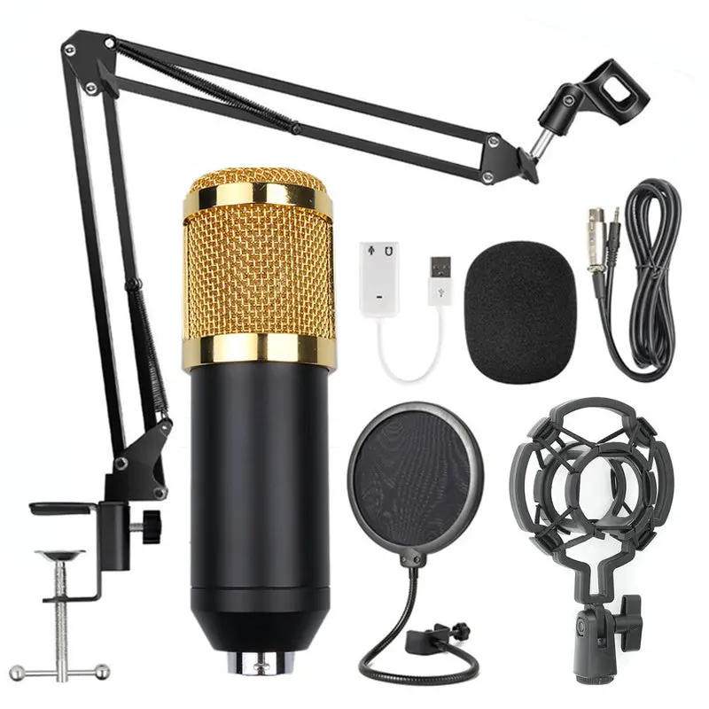 Adjustable Desktop Microphone Stand Kit With Pop Filter And Shock Mount 1