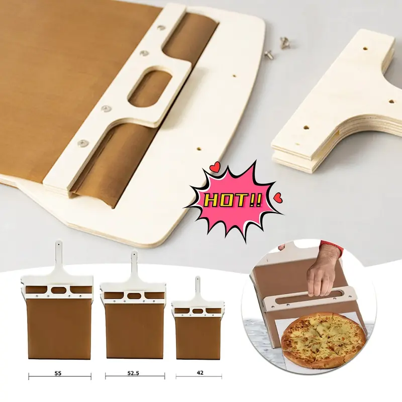 Adjustable Wooden Pizza Peel Set – Three-Size Sliding Shovels For Baking, Serving & Storage 1