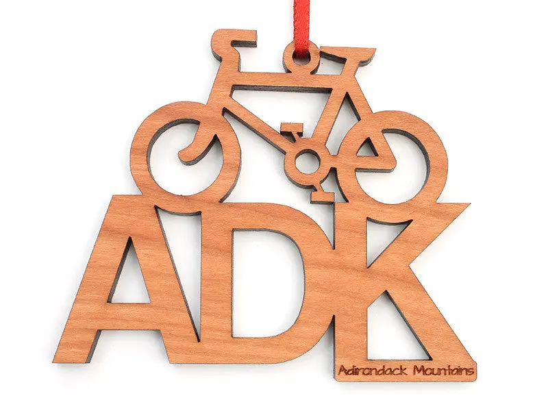 Adk Bicycle-Themed Text Ornament 1