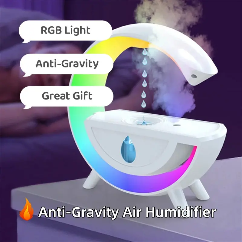 Anti-Gravity Rgb Humidifier – 350Ml Smart Mist Maker With Droplet Design And Ambient Night Light 1