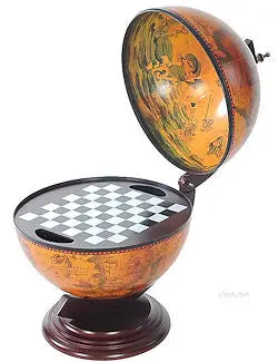 Antique Mahogany Globe Chess Set – Tabletop Edition 1