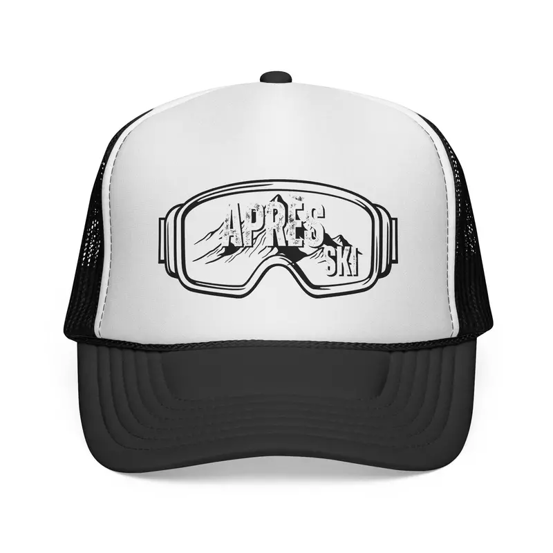 Apres Ski Goggles Trucker Cap – Mountain-Themed Mesh Snapback Hat 1