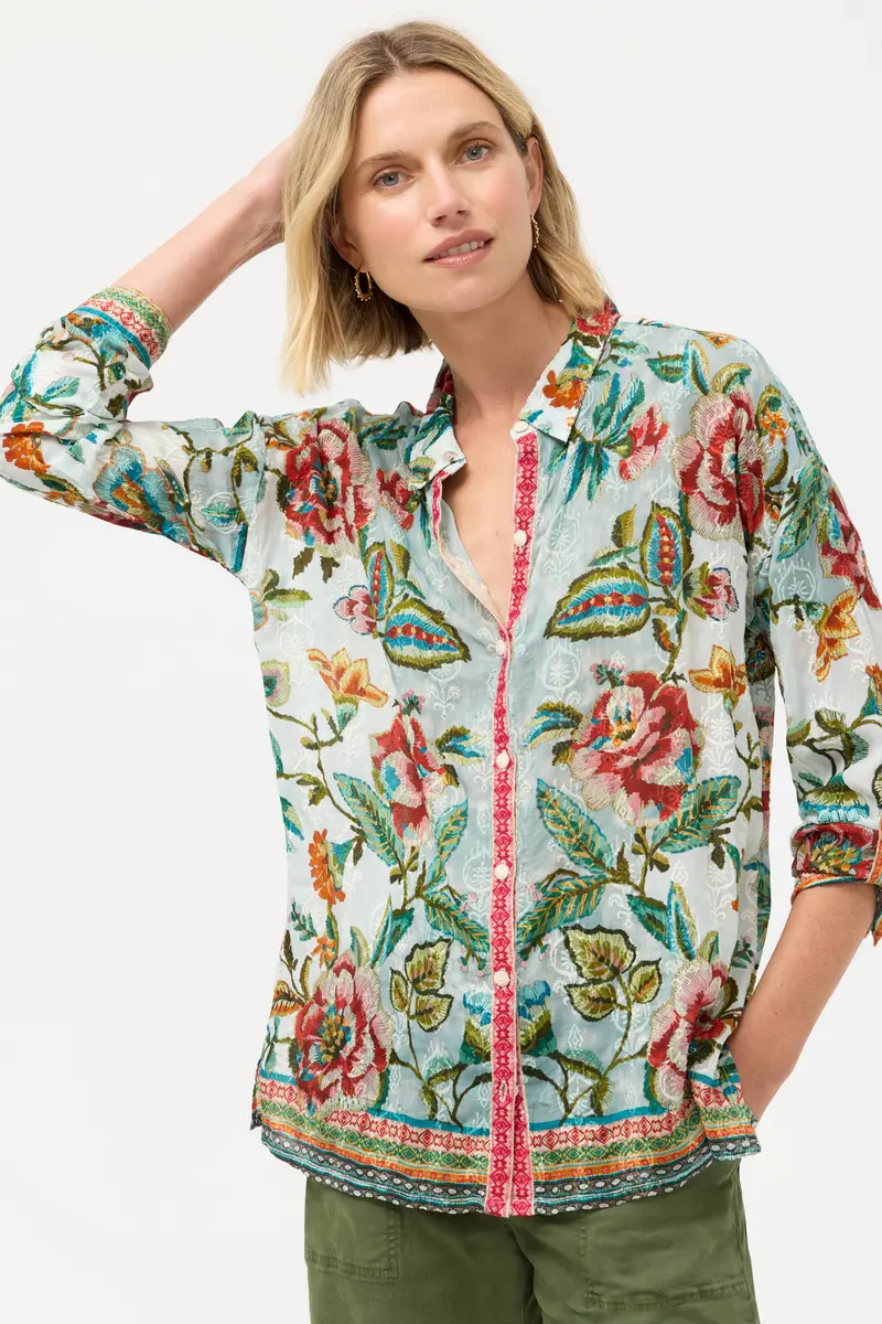 Audrey Classic Button-Up Shirt – Women'S Casual Workwear Style 1