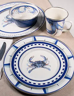Blue Crab Porcelain Enamel Dinnerware Set 1