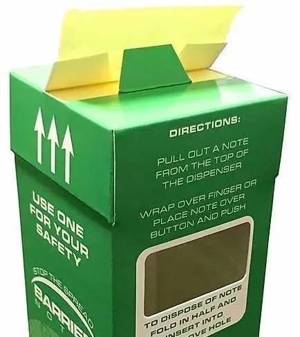 Button-Activated Barrier Note Dispenser 1
