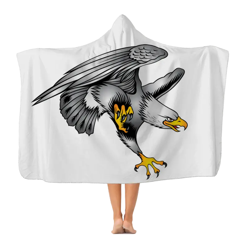 Classic Adult Hooded Blanket Featuring Eagle Landing Design 1