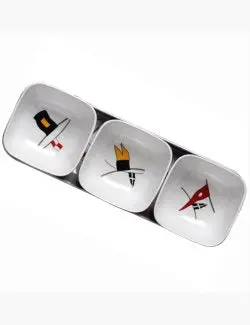 Coastal-Themed 4-Piece Melamine Snack Bowl And Tray Set 1