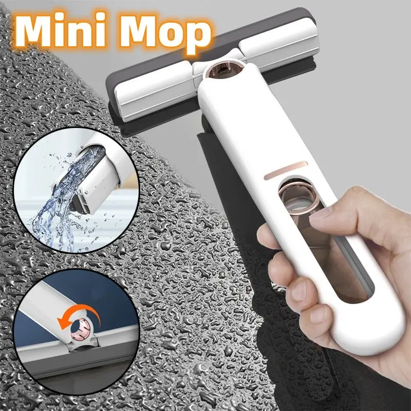Compact Flat Mop With Squeeze Mechanism – Versatile Cleaner For Floors, Glass, And Desks 1