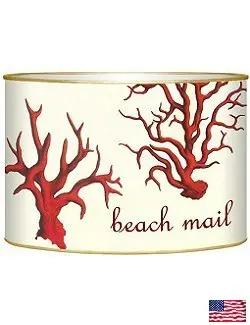 Coral Branch Decoupage Beach-Themed Mail Organizer 1
