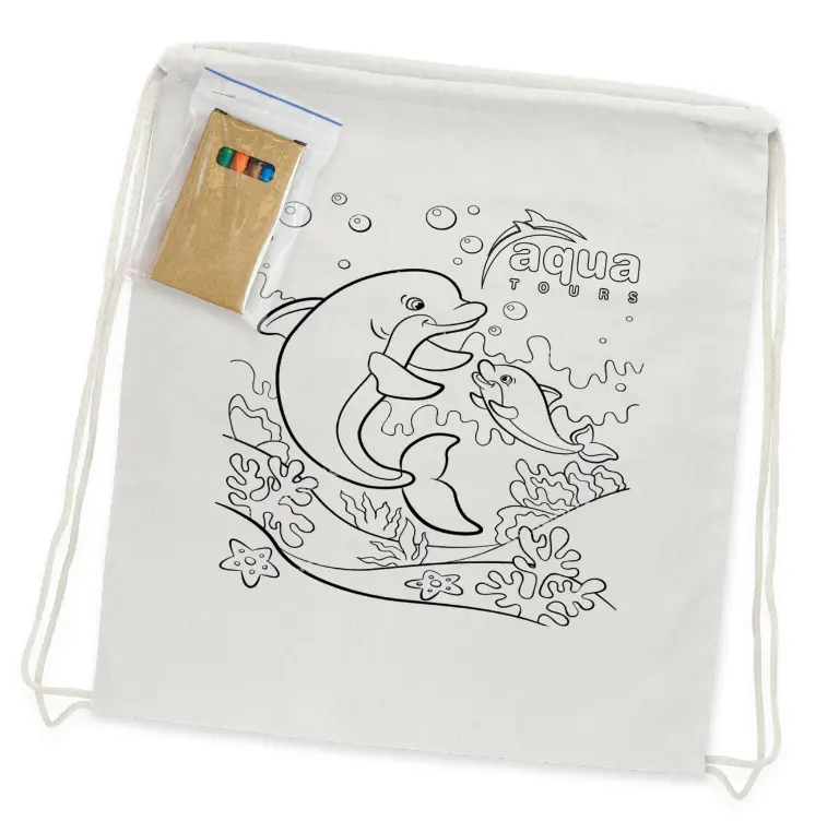 Cotton Coloring Backpack – Drawstring Art-Themed Student Pack 1