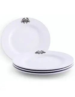 Crab-Embossed Luncheon Plates – Break-Resistant Ceramic Set 1