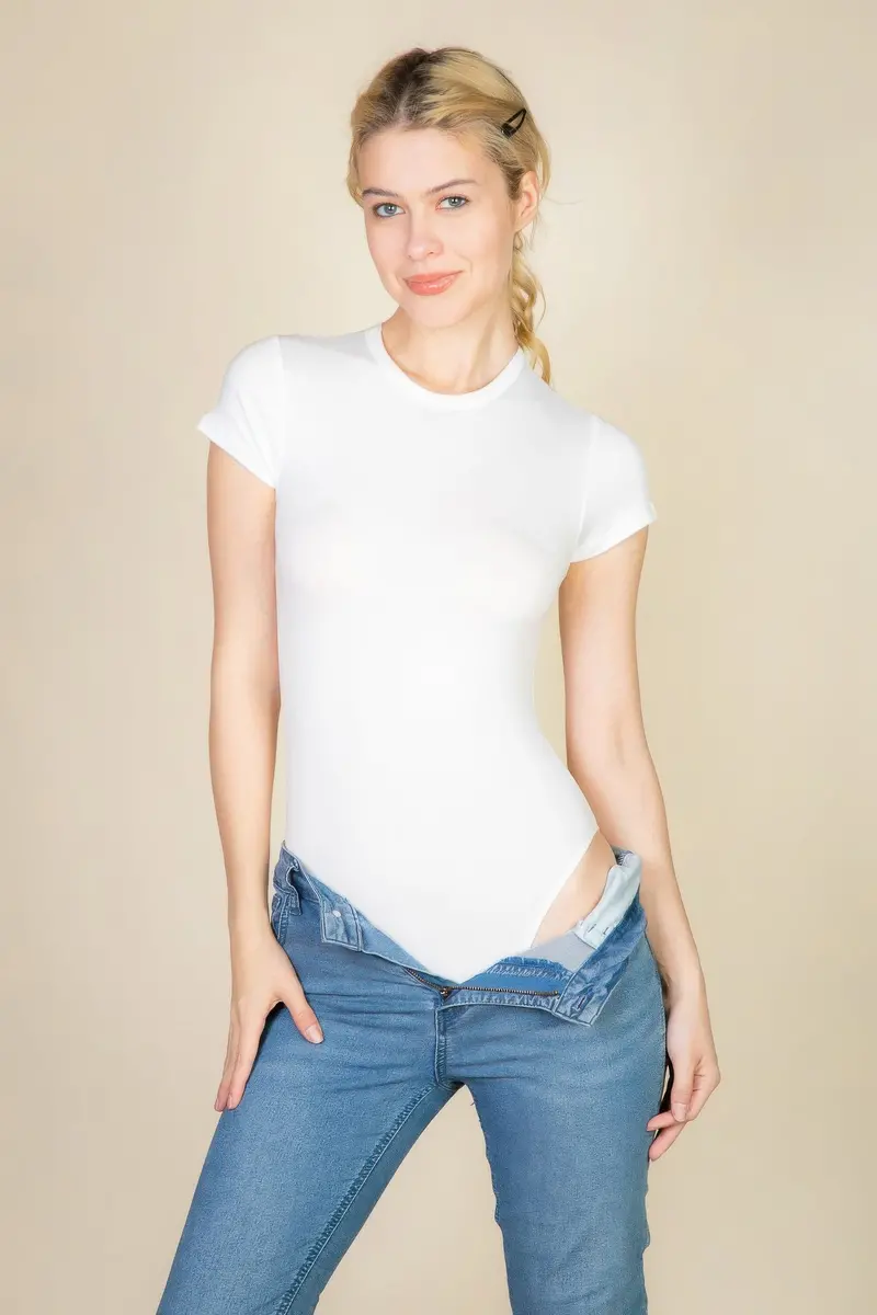 Crew-Neck Short-Sleeve Basic Bodysuit