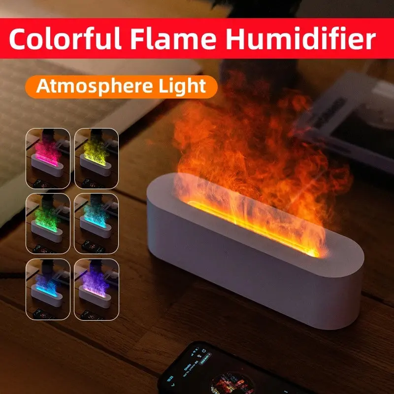Flame-Effect Ultrasonic Humidifier – Led Aroma Diffuser With Realistic Fire Animation And Cool Mist 1