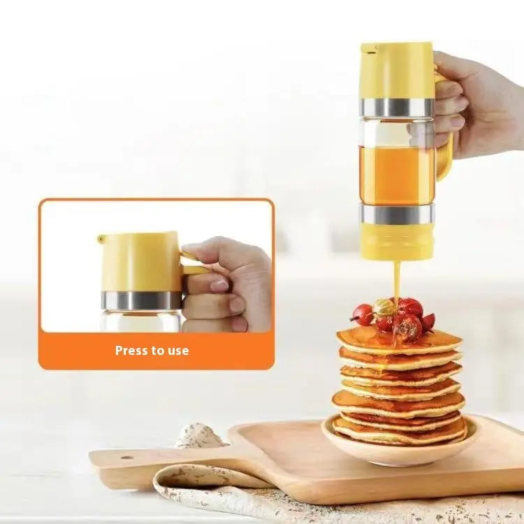 Food-Grade Borosilicate Glass Honey Dispenser – Press-Action Dripper Jar 1