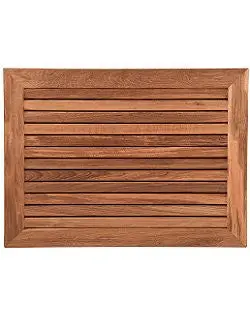 Full-Framed Wide Teak Slat Floor Mat 1
