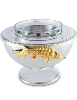 Golden Sturgeon Caviar Serving Tray With Elegant Presentation Style 1