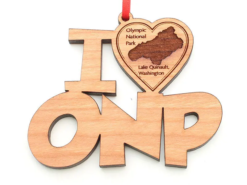 'I Heart Onp' Lake Quinault Ornament – Olympic National Park Tribute 1