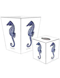 Indigo Seahorse Decoupage Bath Ensemble 1