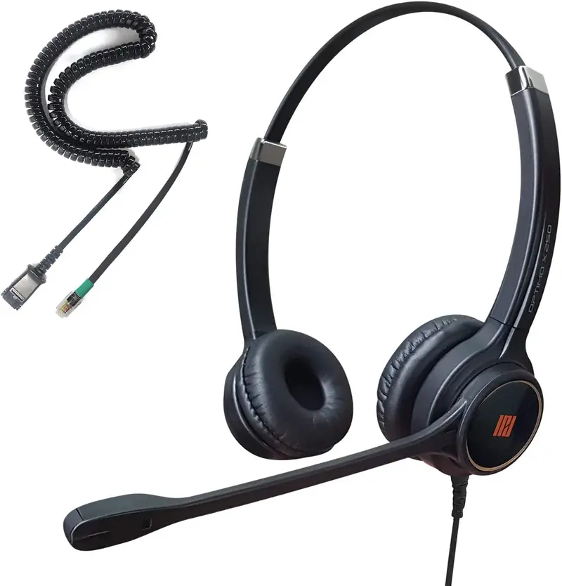 Ipd Optimo-X Duo Corded Headset – Noise-Cancelling Office Headset For Ip Phones (Rj9/U10P-S Cable, Yealink/Snom/Lg Compatible) 1