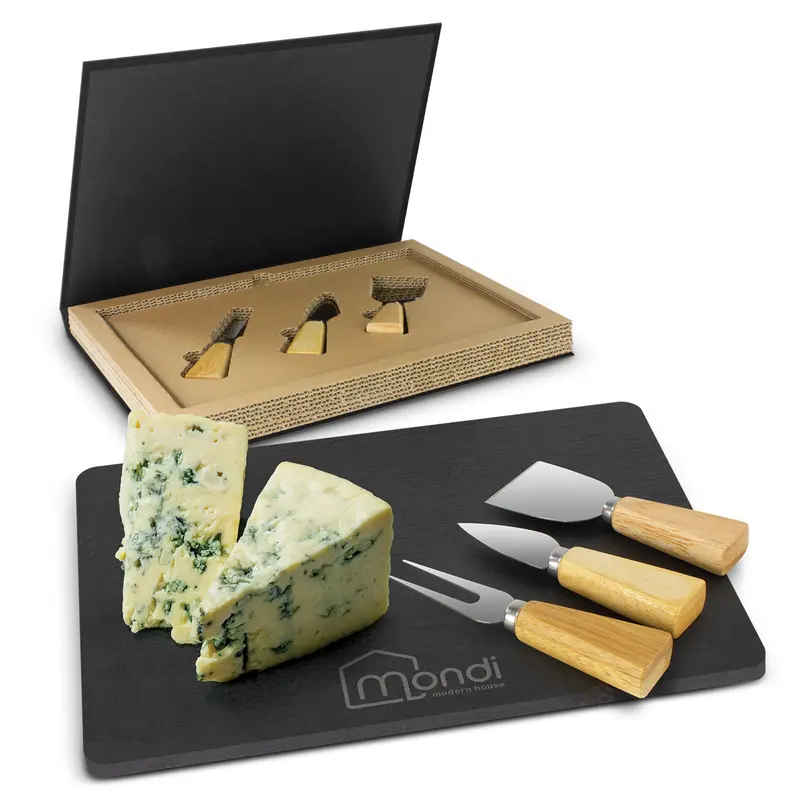 Luxury Rectangular Slate Cheese Board With Wooden Stand 1