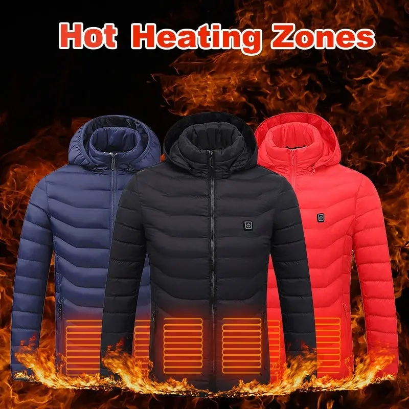 Men'S Electric Heated Puffer Jacket With 9-Zone Heating & Windproof Hood 1