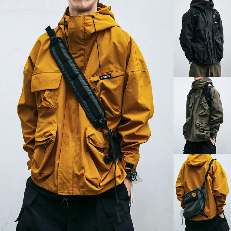 Men'S Loose-Fit Functional Hooded Jacket With 3D Pockets & Wind-Resistant Fabric 1