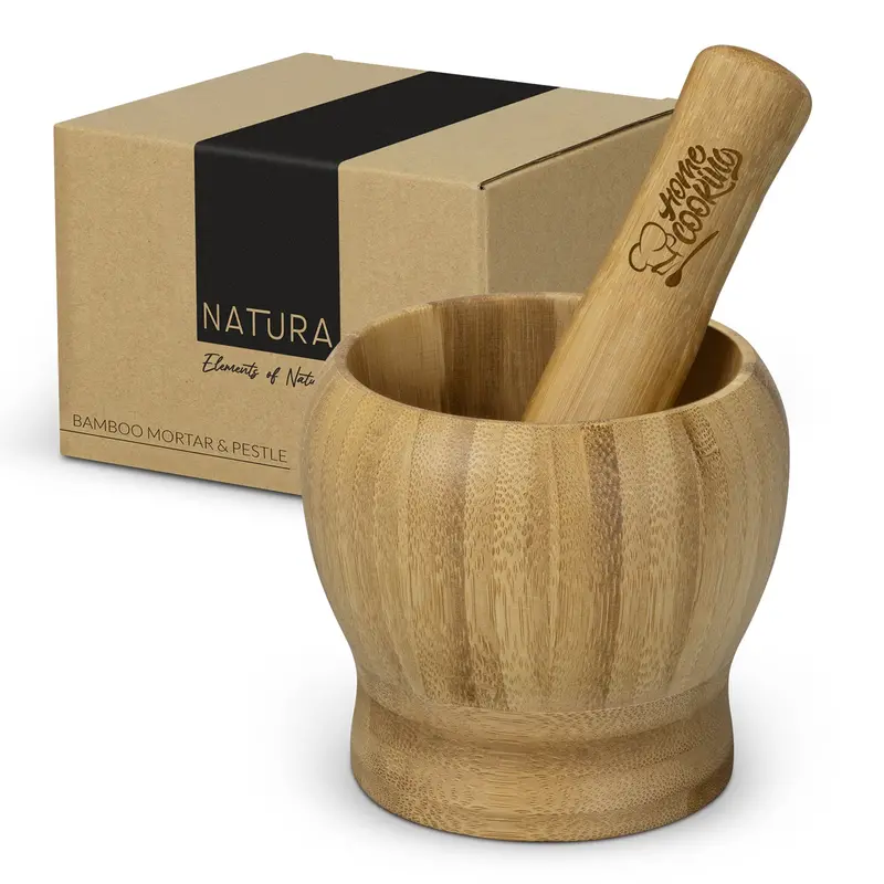Natura Bamboo Mortar And Pestle Set For Grinding Spices 1