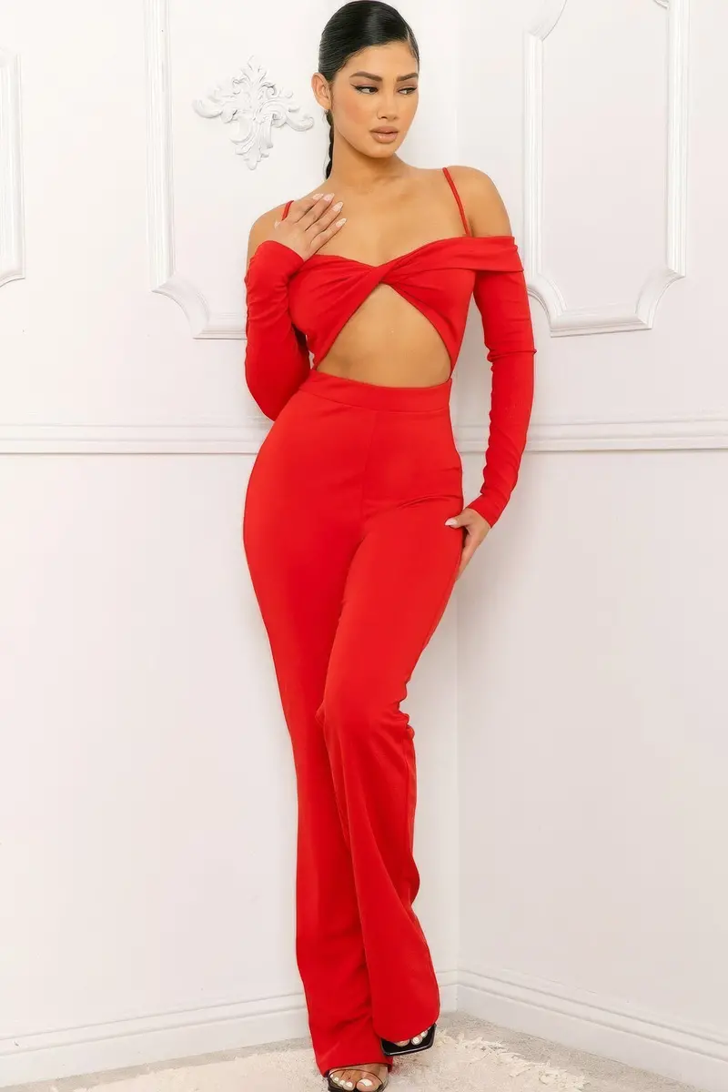 Off-Shoulder Cutout Jumpsuit With Sculpted Silhouette 1