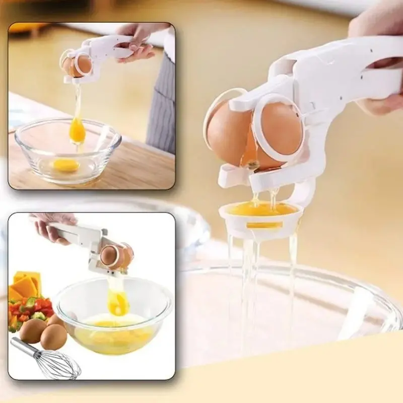 Plastic Egg Cracker & Separator – One-Handed Kitchen Gadget For Clean, Mess-Free Egg Breaking 1