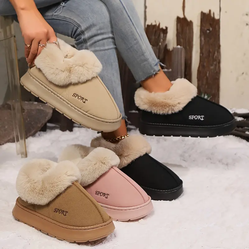 Plush Indoor Slippers For Women – Non-Slip Platform Shoes With Faux Fur Lining And Quiet Sole 1
