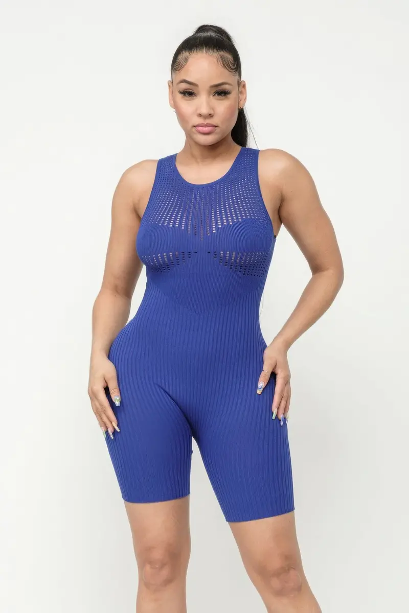 Pointelle-Stitch Knit Romper 1