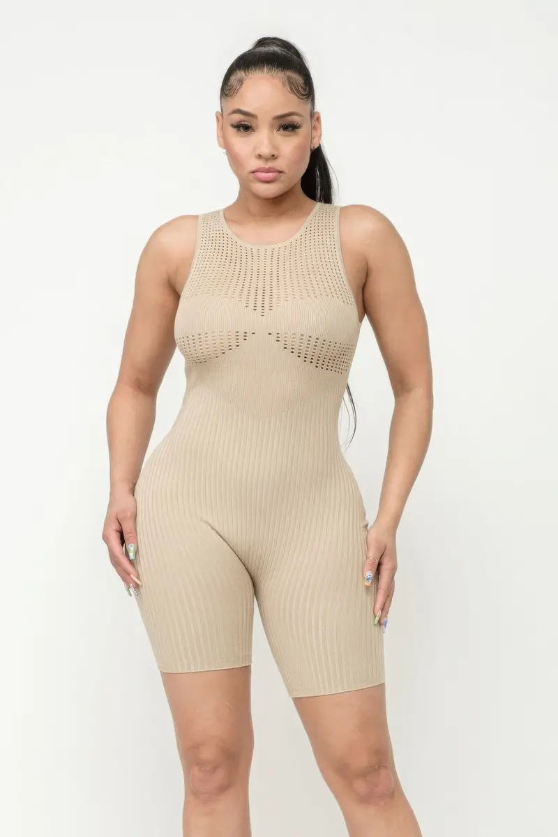 Pointelle-Stitch Lightweight Romper 1