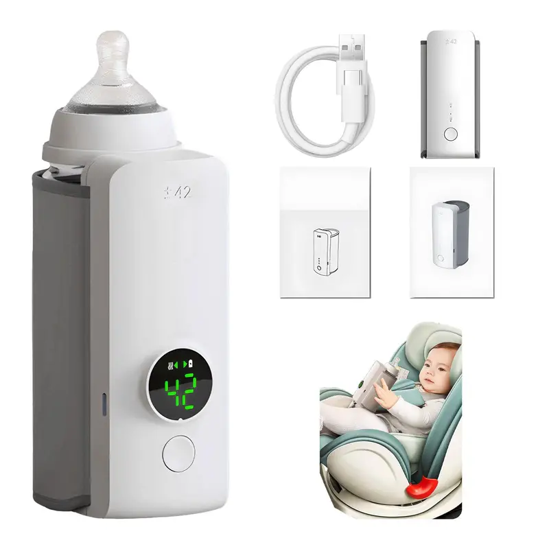 Portable Usb-Rechargeable Baby Bottle Warmer With Temperature Control Sleeve 1