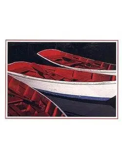 Red Dinghy Holiday Greeting Cards – Seaside Celebration Design 1