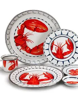 Red Lobster Pattern Porcelain Enamel Dinnerware 1