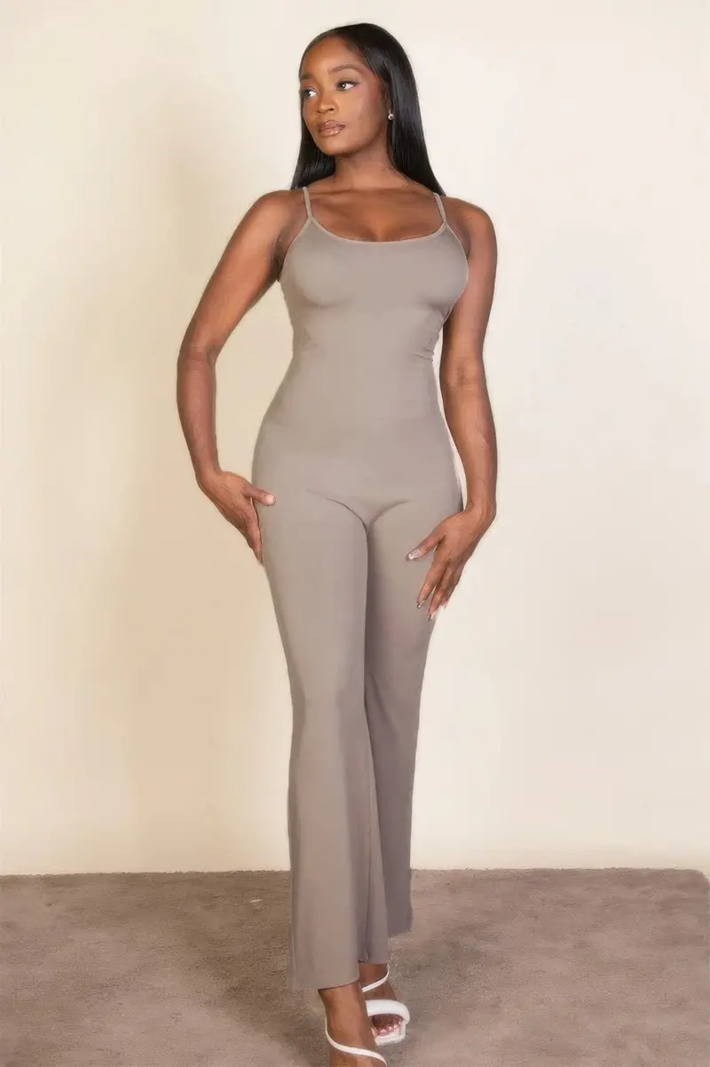Rib-Knit Sleeveless Wide-Leg Jumpsuit 1