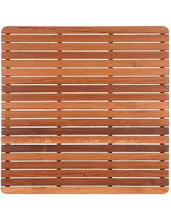 Rounded-Edge Classic Teak Slat Shower Mat 1