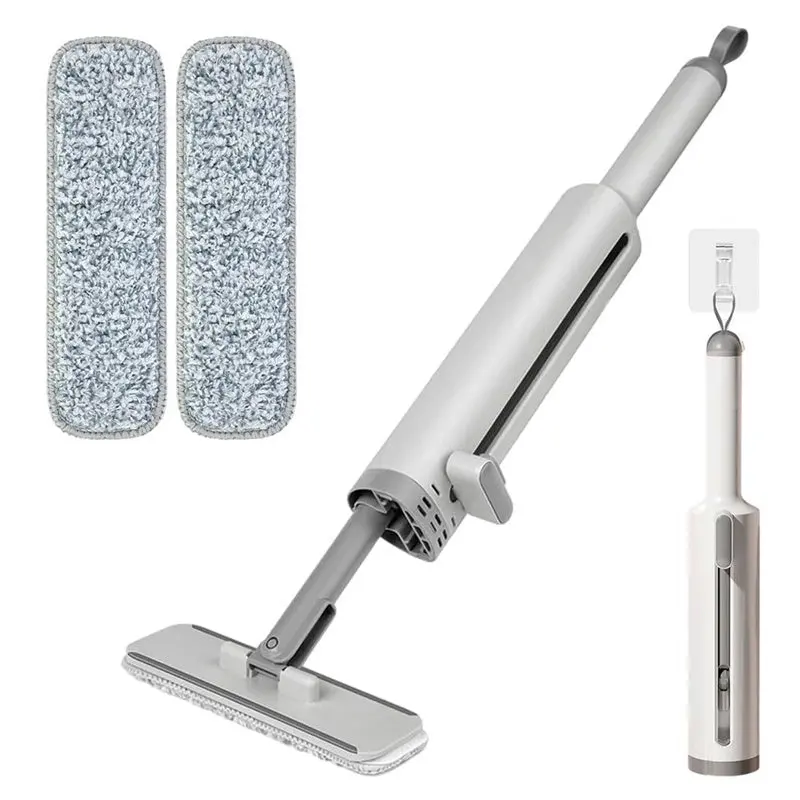 Self-Wringing Mini Mop With Crevice Brush – Dual Microfiber Pads For Wet/Dry Cleaning 1