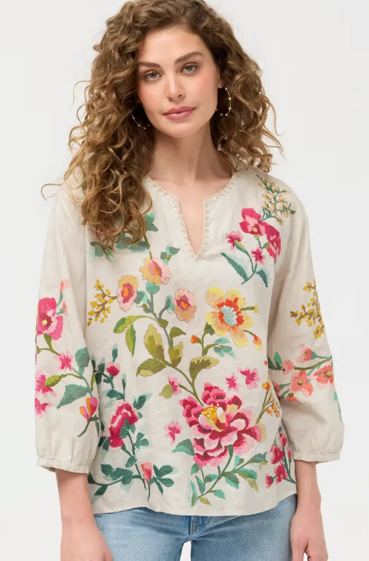 Split-Neck Linen Blouse – Miraze Style For Women 1