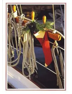 Stocking In The Rigging Boxed Holiday Cards – Nautical Christmas Theme 1
